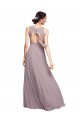 Open Back Long Chiffon Bridesmaid Dress with Plunging V-Neck Bodice