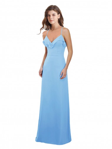 Shop Slim Chiffon Bridesmaid Dress with Ruffled Sweetheart Neckline UK