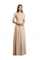 Draped Halter Neck Long Chiffon Bridesmaid Dress with Tie Back