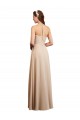 Draped Halter Neck Long Chiffon Bridesmaid Dress with Tie Back