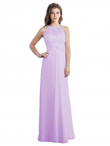 Shop Sweetheart Long Chiffon Bridesmaid Dress with Halter Straps UK