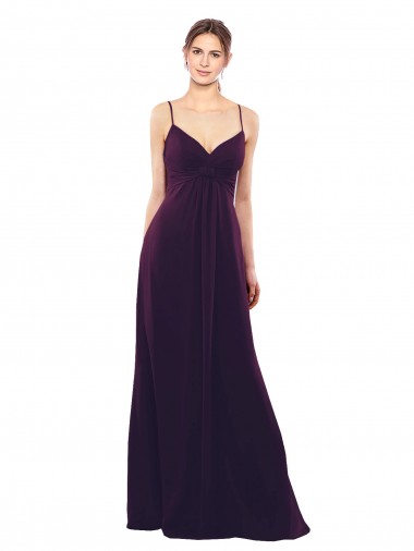 Shop Floor Length A-Line Chiffon Bridesmaid Dress with Criss Cross Back UK