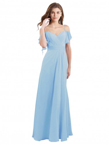 Shop Cold Shoulde Chiffon Bridesmaid Dress with Wrap Bodice UK