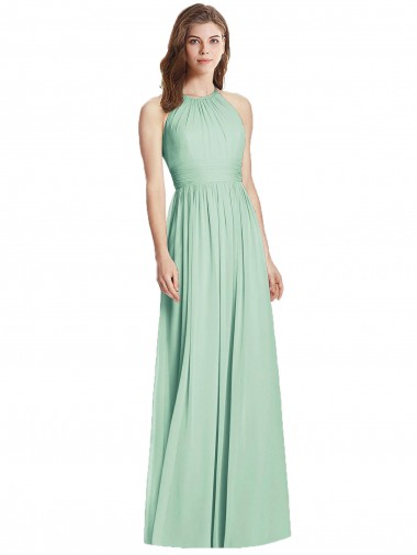 Shop Cutout Open Back Shirred Halter Maxi Bridesmaid Dress UK