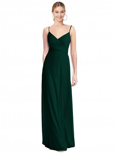 Shop Wide V-Neck Long Spaghetti Strap Chiffon Bridesmaid Dress UK