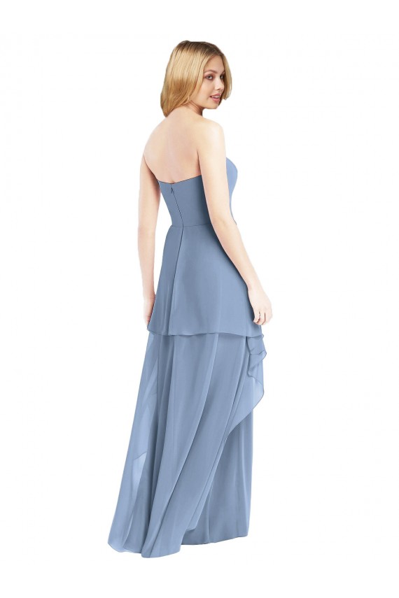 Strapless Chiffon Bridesmaid Dress with Skirt Overlay