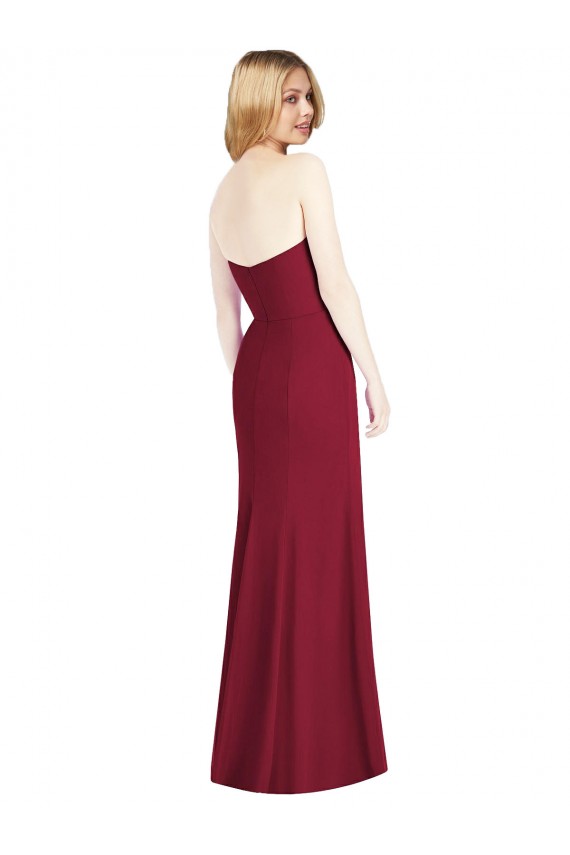 Strapless Chiffon Trumpet Bridesmaid Dress with Front Slit