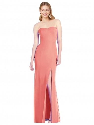 Shop Strapless Chiffon Trumpet Bridesmaid Dress with Front Slit UK