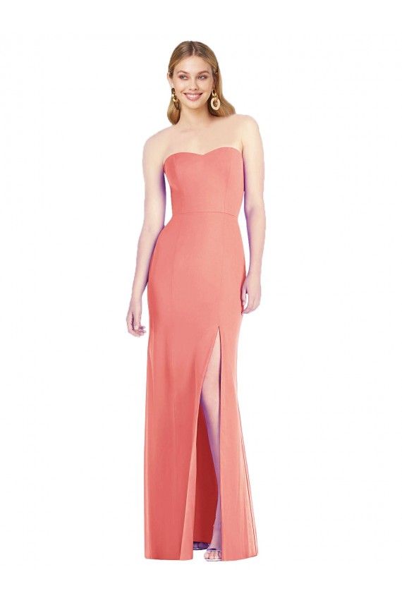 Strapless Chiffon Trumpet Bridesmaid Dress with Front Slit