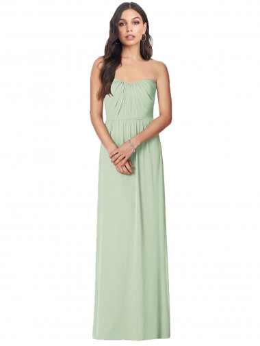 Shop Strapless Sweetheart All-Over Shirring Chiffon Bridesmaid Dress UK