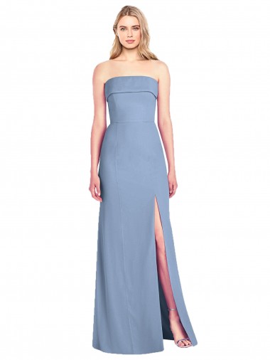 Shop Trumpet Full Length Strapless Chiffon Bridesmaid Dress with Slit UK