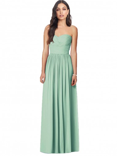 Shop Draped Sweetheart Strapless Long Chiffon Bridesmaid Dress UK