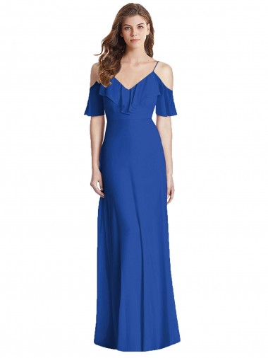 Shop Ruffled Cold-Shoulder Chiffon Maxi Bridesmaid Dress UK