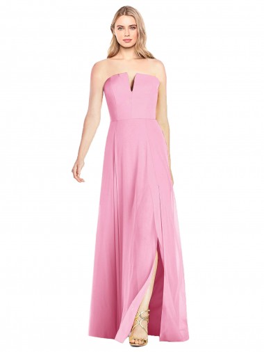 Shop Strapless Notch Chiffon Maxi Bridesmaid Dress UK