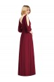 Draped V-Neck Bell Sleeves V-Back Chiffon Bridesmaid Dress