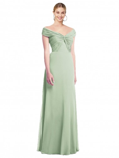 Shop Draped Off the Shoulder Lux Chiffon Bridesmaid Dress UK