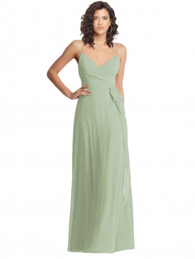 Shop V-Neck Low Back Maxi Formal Wrap Chiffon Bridesmaid Dress UK