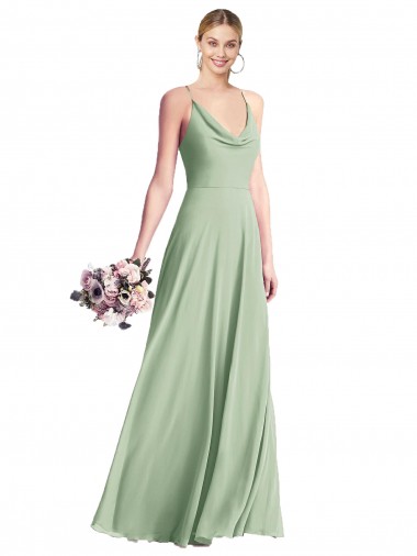 Shop Cowl Neck Criss Cross Back Chiffon Maxi Bridesmaid Dress UK