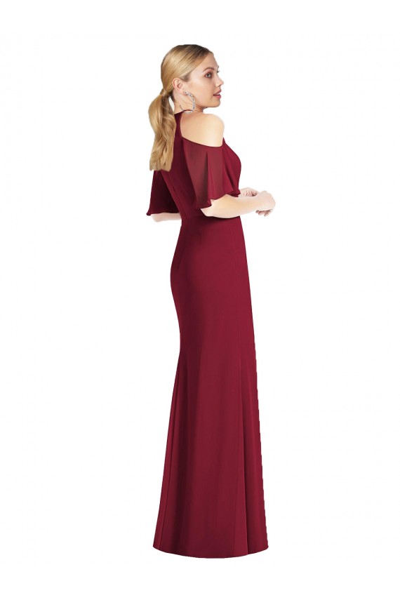 Ruffle Cold-Shoulder Mermaid Chiffon Maxi Bridesmaid Dress