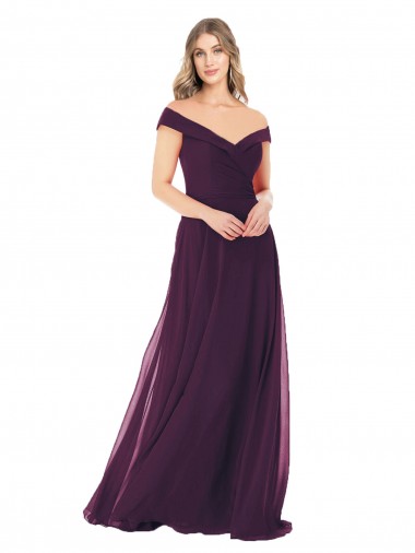 Shop Classic Off the Shoulder Draped Chiffon Bridesmaid Dress UK