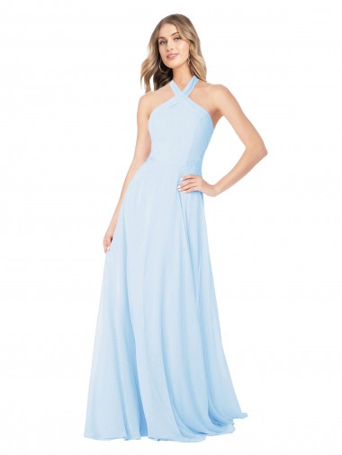 Shop Criss Cross High Neck Halter Chiffon Bridesmaid Dress UK