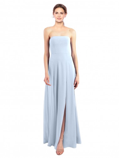 Shop Fitted Strapless Full Length Chiffon Bridesmaid Dress with Front Slit UK