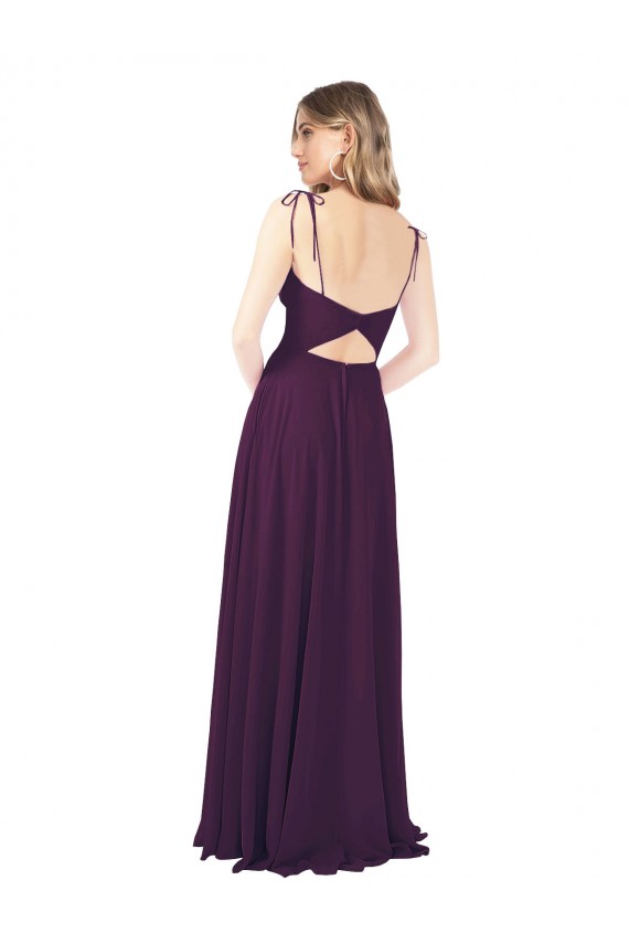 Chiffon Bridesmaid Dress with Front Slit and Keyhole Back