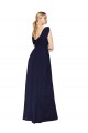 Draped Long V-Neck Floor Length Chiffon Bridesmaid Dress / Formal Prom Dress