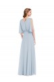 V-Neck Split Sleeves Blouson Bodice Maxi Bridesmaid Dress