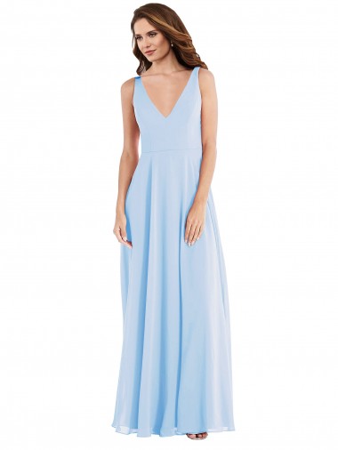 Shop Deep V-Neck Chiffon Maxi Bridesmaid Dress UK