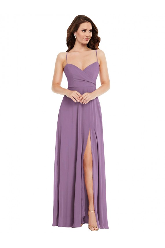 Wrap Bodice Maxi Bridesmaid Dress with Front Slit