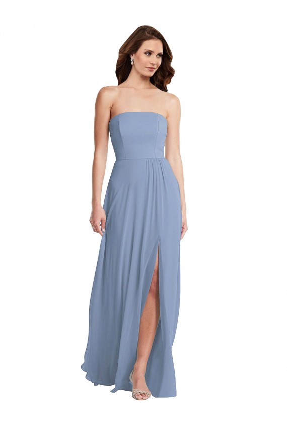 Strapless A-Line Maxi Bridesmaid Dress with Front Slit