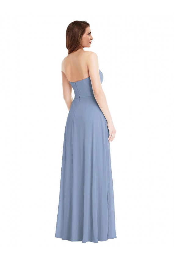 Strapless A-Line Maxi Bridesmaid Dress with Front Slit