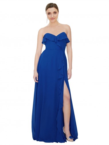 Shop Ruffled Chiffon Strapless Bridesmaid Dress UK