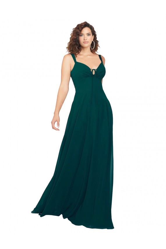 Tied Bodice Sweetheart V-Neck Chiffon Bridesmaid Dress