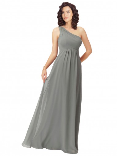 Shop Embroidered One Shoulder Chiffon Bridesmaid Dress UK