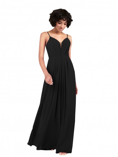 Shop Simple V-Neckline Chiffon Formal Bridesmaid Dress with Pleated Skirt UK