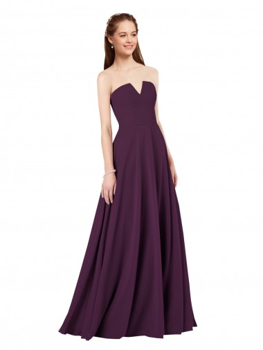 Shop Strapless Chiffon Bridesmaid Dress with Notched Neckline UK