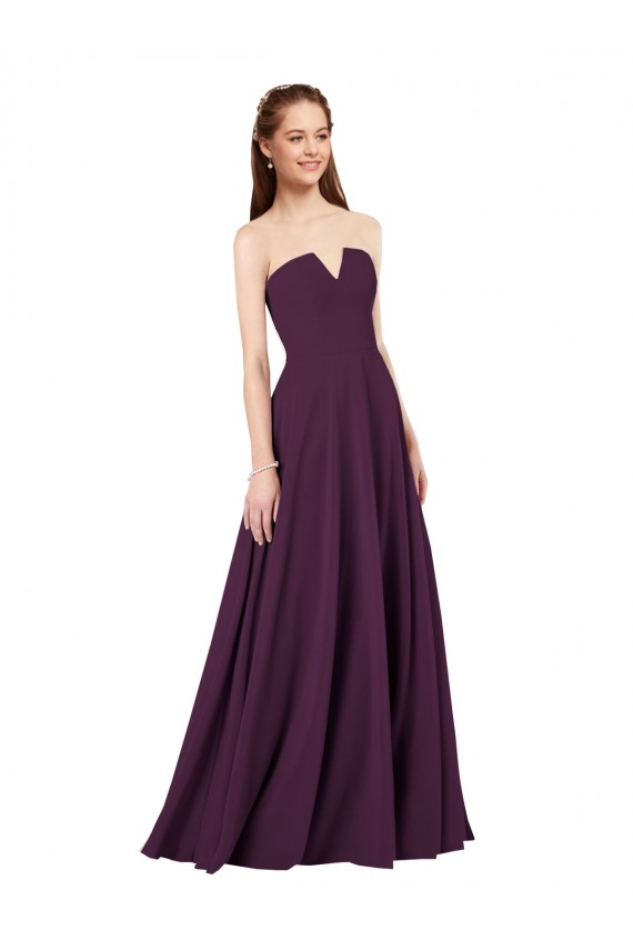 Strapless Chiffon Bridesmaid Dress with Notched Neckline