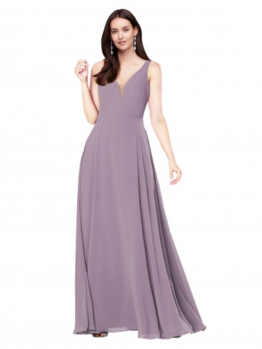 Shop Long Chiffon Formal Bridesmaid Dress with Open Back UK