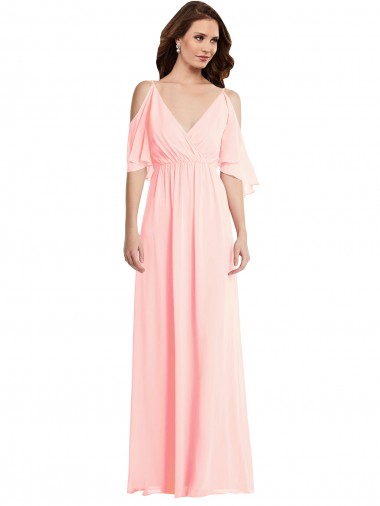 Shop Cold Shoulder Draped Wrap Maxi Bridesmaid Dress UK