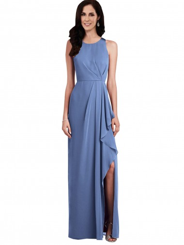 Shop Sleeveless Chiffon Bridesmaid Dress with Draped Front Slit UK