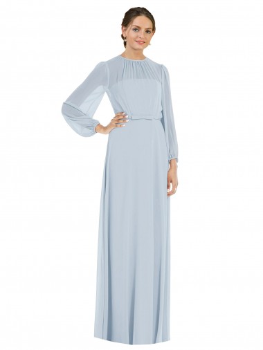 Shop Strapless Chiffon Maxi Formal Bridesmaid Dress with Puff Sleeve Blouson Overlay UK