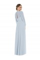 Strapless Chiffon Maxi Formal Bridesmaid Dress with Puff Sleeve Blouson Overlay