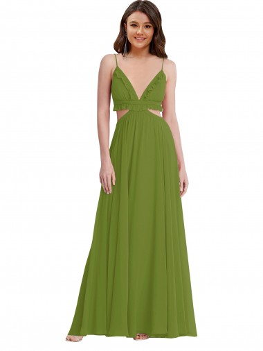 Shop Ruffled Chiffon Cutout Maxi Bridesmaid Dress UK