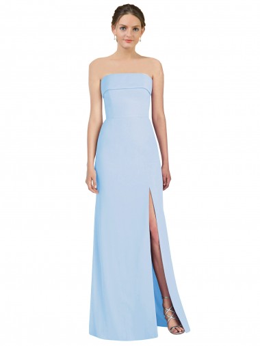 Shop Strapless Trumpet Chiffon Formal Bridesmaid Dress with Thigh high Slit UK