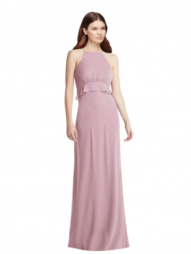 Shop Bias Ruffle Empire Waist Halter Maxi Bridesmaid Dress UK