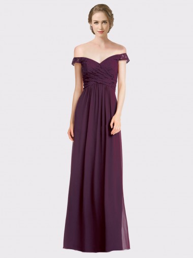 Shop Sweetheart Long Bridesmaid Dress with Off the Shoulder Cap Sleeve Lace Bodice UK