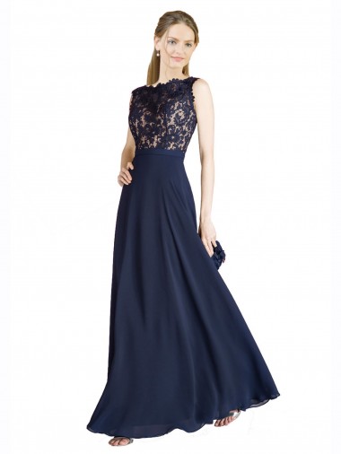 Shop Bateaux Neckline A-Line Lace Bridesmaid Dress / Prom Dress with Top Nude Layer UK