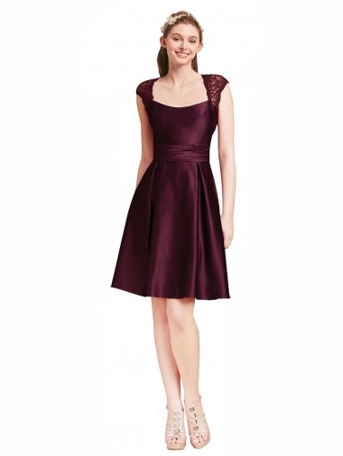 Shop Short Knee Length Lace Cocktail Bridesmaid Dress with Square Neck UK